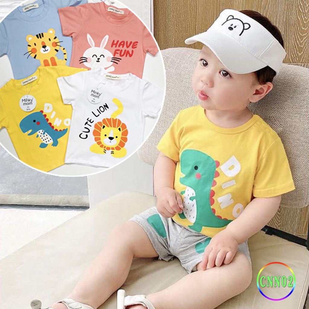 Bộ Cộc Tay Cho Bé CNN02 Đồ Bộ Thun Cotton 100% Mềm Mịn Thoáng Mát Thấm Hút Mồ Hôi Hàng Chuẩn Loại 1 MINKY MOM