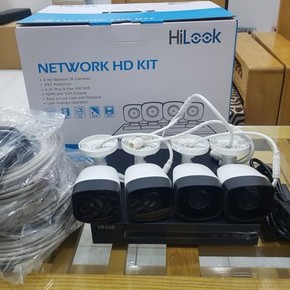 Bộ Kit Hilook IK-4042BH-MH/P 4 camera IP 2.0MP tích hợp sẵn cổng PoE trên đầu ghi hình chuẩn nén H265