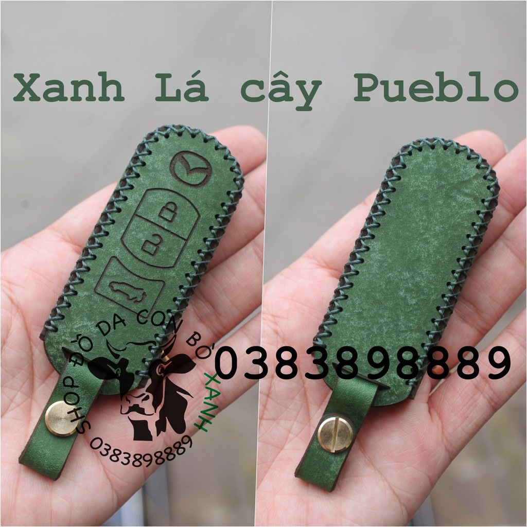 [Xanh lá cây Pueblo] bao da chìa khoá Mazda 2, Mazda 3, Mazda 6, CX5, CX8 handmade da thật 002