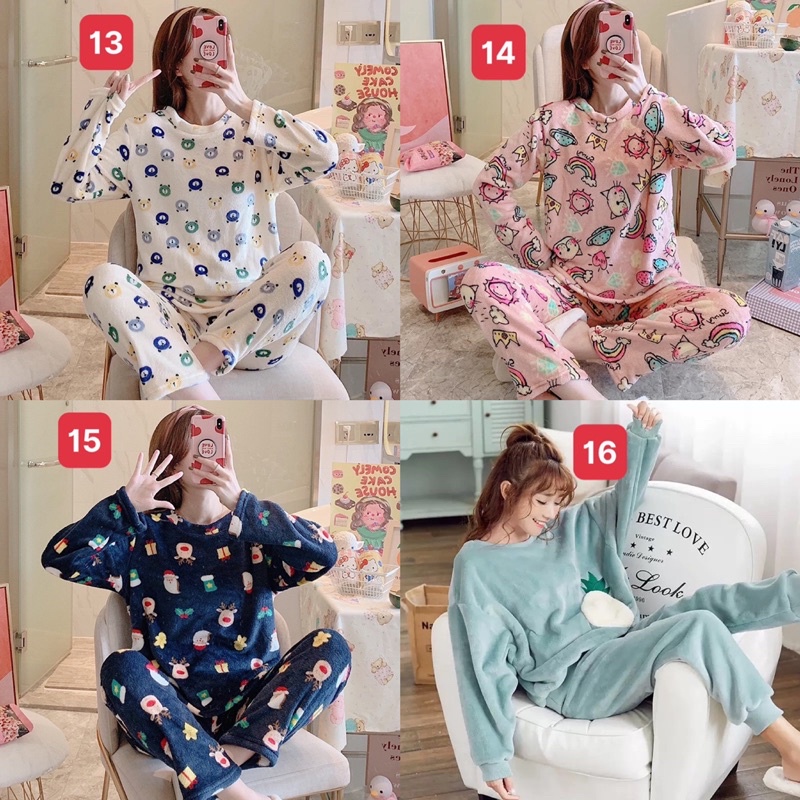 Bộ ngủ lông mịn nhiều mẫu xinh xắn