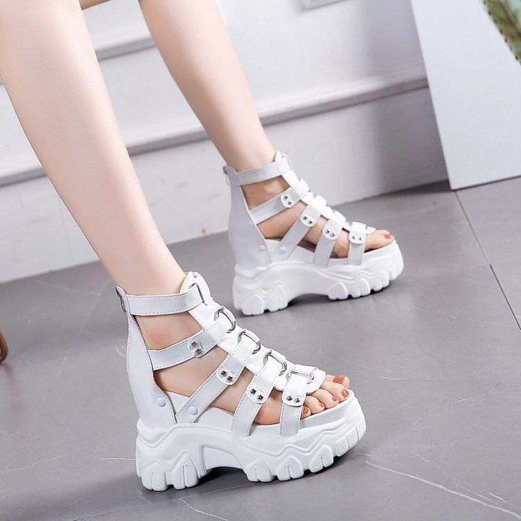 Giày Sandal Đế Xuồng Dày Hở Lỗ Thời Trang Mùa Hè Phong Cách La Mã Mới Dành Cho Bạn Nữ