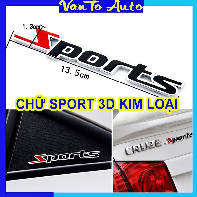 ⚡Video Thật⚡ Chữ SPORT Dán Xe Ô Tô 3D Kim Loại