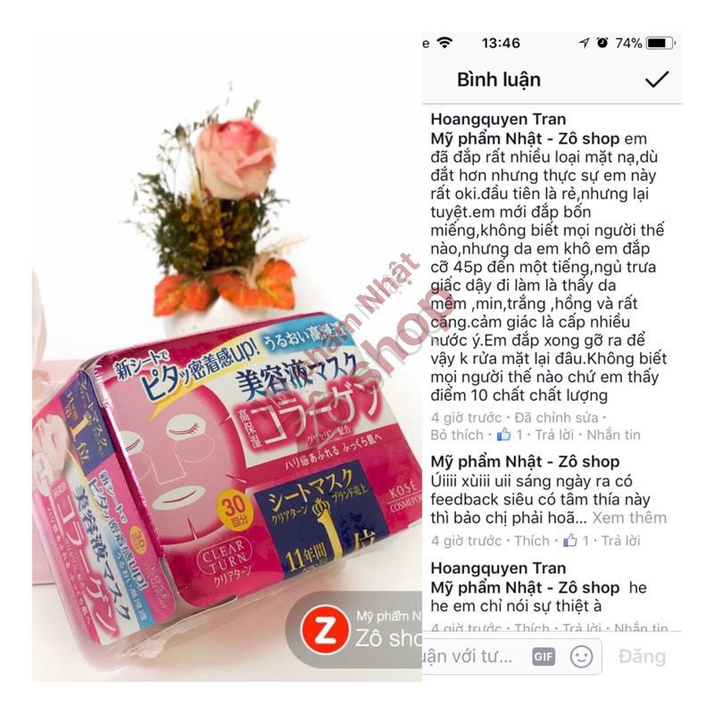 Mặt nạ dưỡng ẩm, chống lão hoá - Kose Clear Turn Collagen Essence Mask