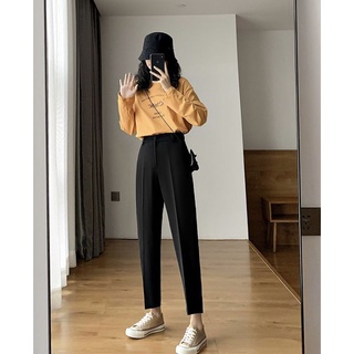 Quần baggy đen basic 1 khuy đứng form