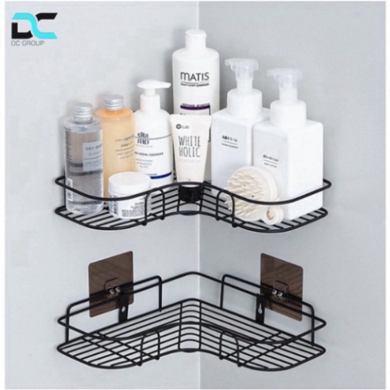 Kệ góc nhà tắm phun sơn tĩnh điện dán tường siêu dính trong nhà tắm, nhà bếp tiện dụng freeship
