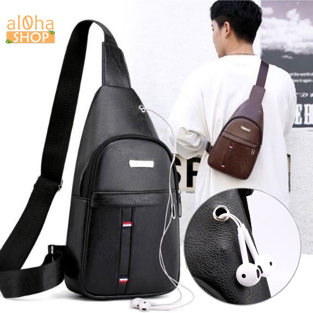 Túi đeo chéo da cao cấp unisex nam nữ chống nước thời trang hot trend - al0ha Shop