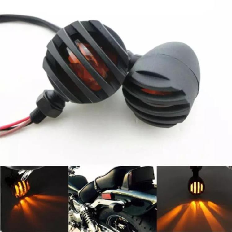 Combo gồm đèn hậu lưới có sẵn pad gắn biến số và 4 xi nhan lưới độ xe Cafe racer Tracker