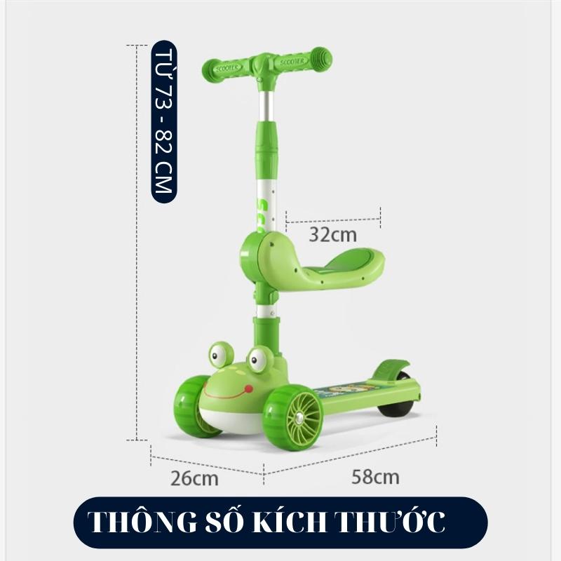 Xe trượt Scooter ẾCH đa năng 2 in 1 có nhạc và phát sáng, Bảo Hành 6 tháng, BST xe Scooter chòi chân cho bé