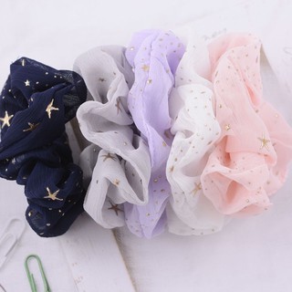 cột tóc Scrunchie vải voan hình sao
