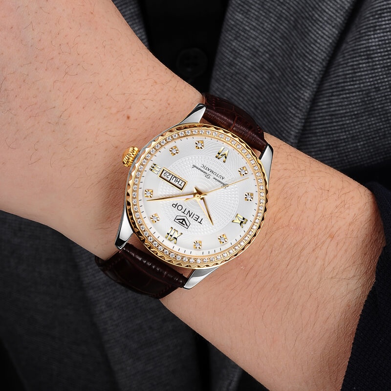 Đồng hồ nam chính hãng Teintop T8629-11 Kính sapphire ,chống xước,Chống nước,dây da máy cơ(Automatic),Bảo Hành 12 Tháng