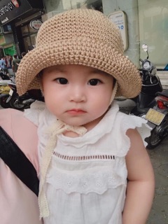 Mũ ajuma nơ ren cho bé gái