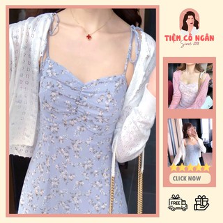 Váy hai dây, Đầm Maxi họa tiết hoa nhí đi biển xinh xắn hot trend 2021 (ảnh thật)