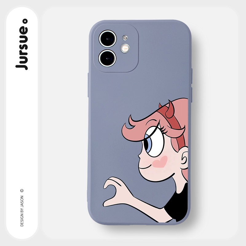 Ốp lưng JURSUE hoạt hình cặp đôi dễ thương đẹp cho iPhone 13 12 11 Pro Max SE 2020 X XR XS 8 7 ip 6S 6 Plus Y2069