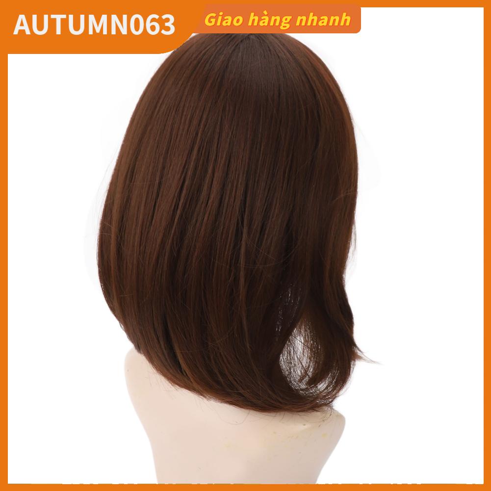 Tóc giả Mũ đội đầu Màu nâu Đen Dài ngang vai ngắn thẳng Nữ sành điệu Autumn063
