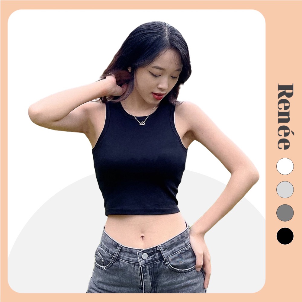 Áo ba lỗ nữ RENEE áo 3 lỗ croptop chất cotton co giãn dáng ôm phong cách thời trang - A03