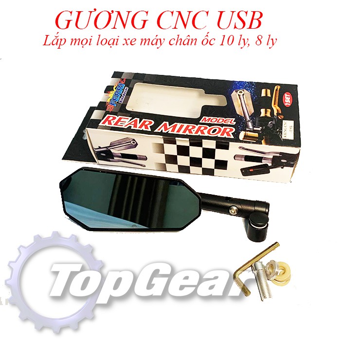 Gương Chiếu Hậu Xe Máy - Gương CNC USB <TOPGEAR>