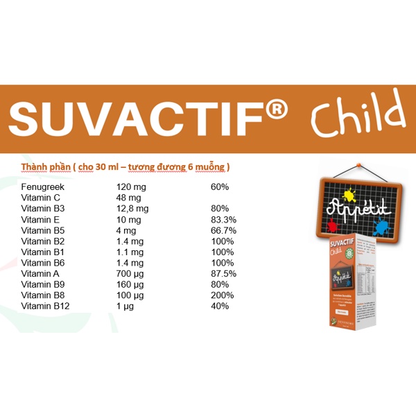 [Date T1/2025] Siro Ăn Ngon Tăng Cân Cho Bé Từ 6 Tháng Tuổi Suvactif Appétit Chính Hãng Pháp
