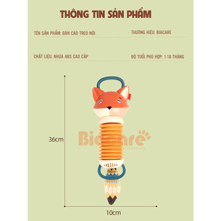 Đồ chơi trẻ nhỏ đàn arcordion cáo, đồ chơi treo nôi treo xe vui nhộn cho bé từ 0-12 tháng tuổi