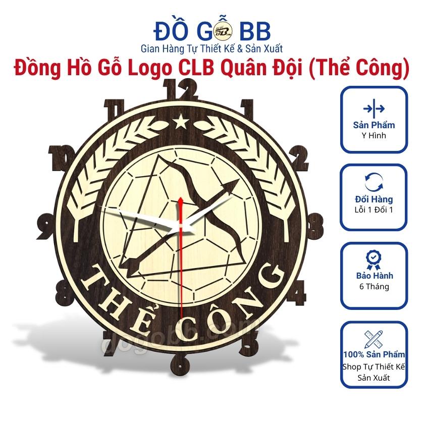Đồng hồ bóng đá Việt Nam V League logo CLB QUÂN ĐỘI THỂ CÔNG FC decor trang trí treo tường bằng gỗ - Đồ Gỗ BB