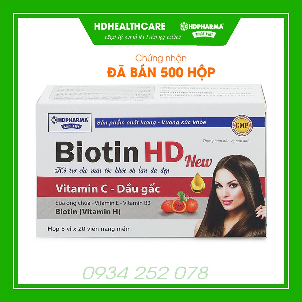 Biotin HD viên uống giúp mọc tóc, giảm rụng tóc, làm sáng da