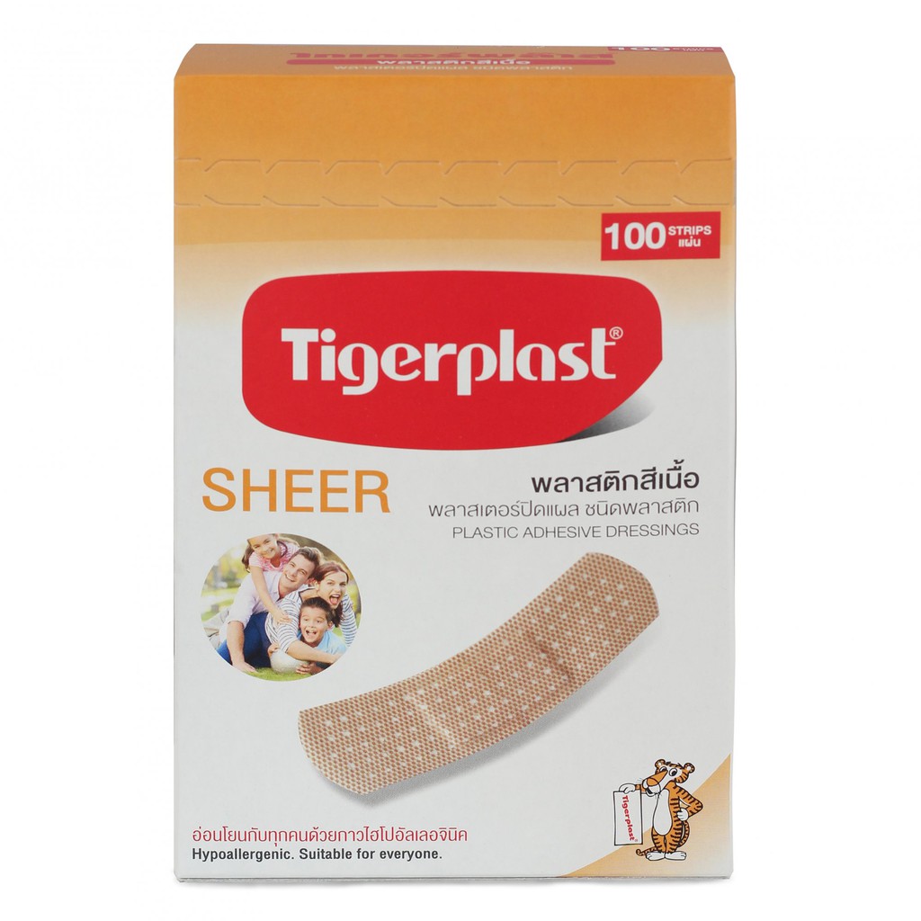 Băng cá nhân màu da  TIGER PLAST SHEER bảo vệ vết thương - xuất xứ Thái Lan