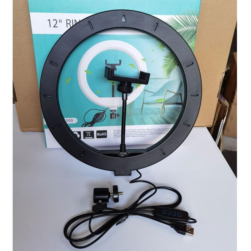 Đèn Livestream 30cm Có 1 Kẹp Điện Thoại + Chân 2m1 - Đèn Hỗ Trợ Chụp Ảnh, Phun Xăm, Bán Hàng -