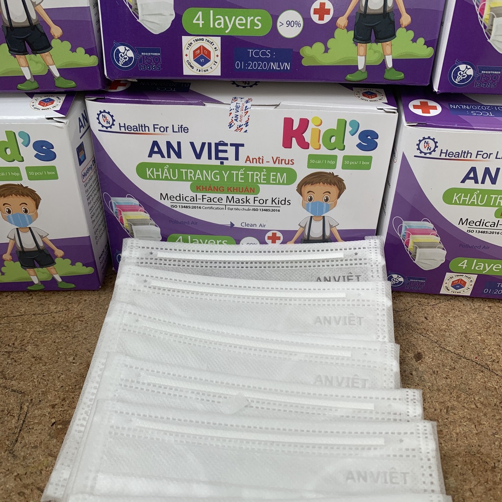 khẩu trang y tế trẻ em màu trắng, hàng chất lượng tốt, có giấy chứng nhận, hộp 50c 4 lớp | BigBuy360 - bigbuy360.vn
