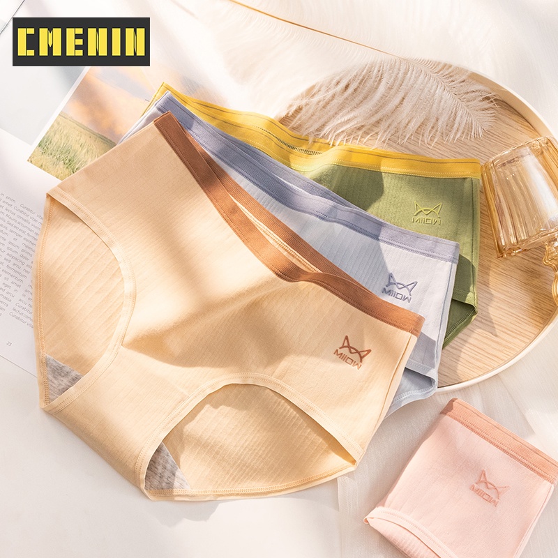 Bộ 4 Quần Lót Cotton Thoáng Khí Kháng Khuẩn Quyến Rũ Dành Cho Nữ 4Mm2406