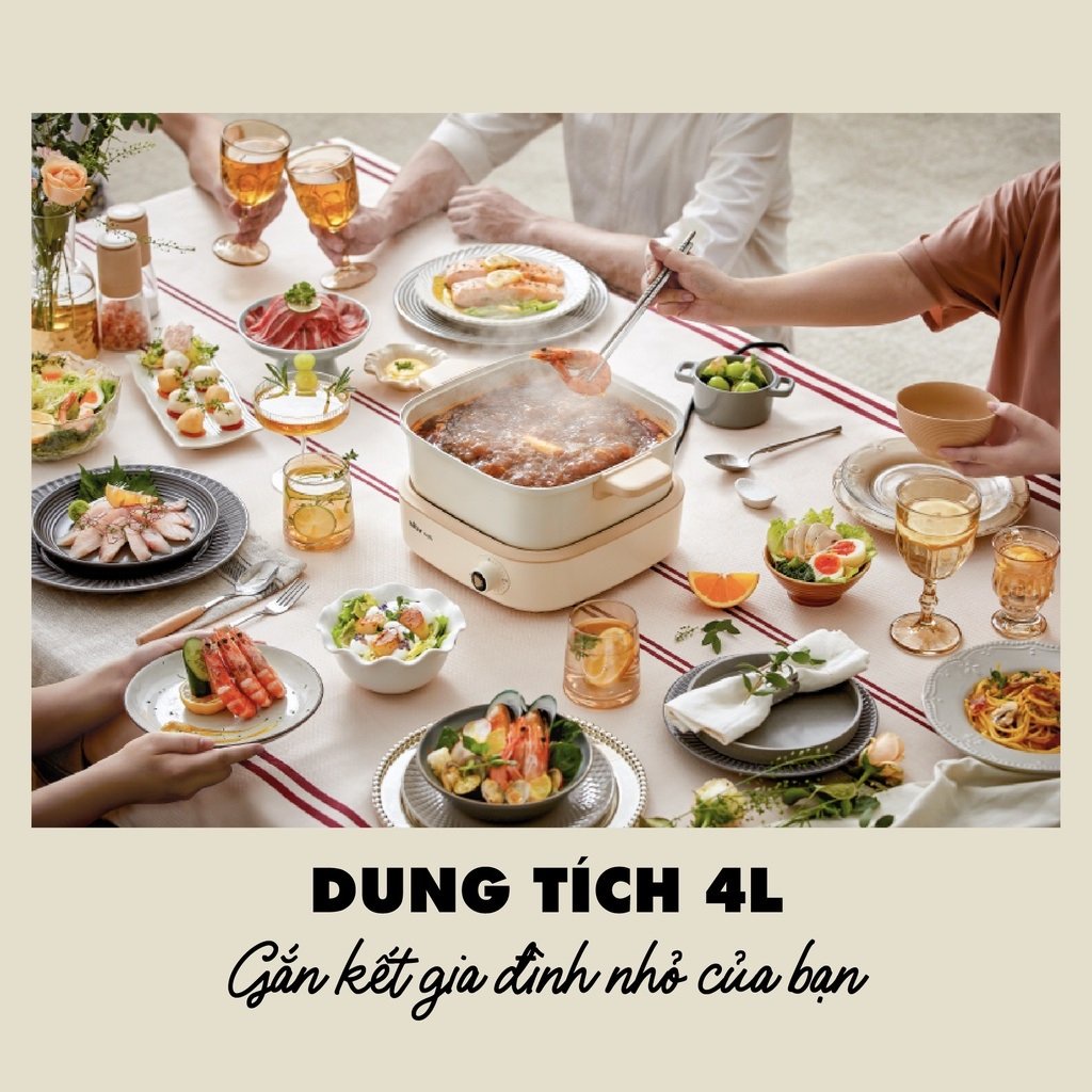 Nồi bếp lẩu nướng điện mini 2 ngăn đa năng, 7 trong 1, Công suất 1500W, sử dụng cho 5 người