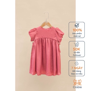 Váy bé gái CRABIE babydoll lụa tay bồng xinh xắn - Hồng sen