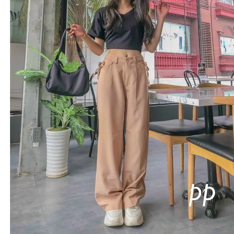 Quần ống rộng khoét eo siêu sexy phong cách thời trang mới , chất kaki mềm đt | BigBuy360 - bigbuy360.vn