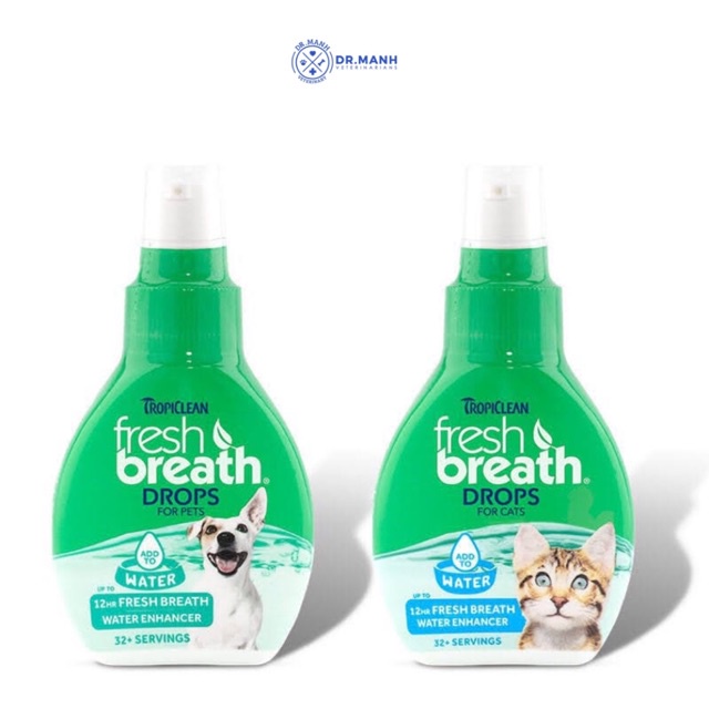 Nước vệ sinh răng miệng ngăn ngừa Mảng Bám, Mùi Hôi, Cao Răng Chó Mèo đậm đặc- FRESH BREATH BY TROPICLEAN DROPS