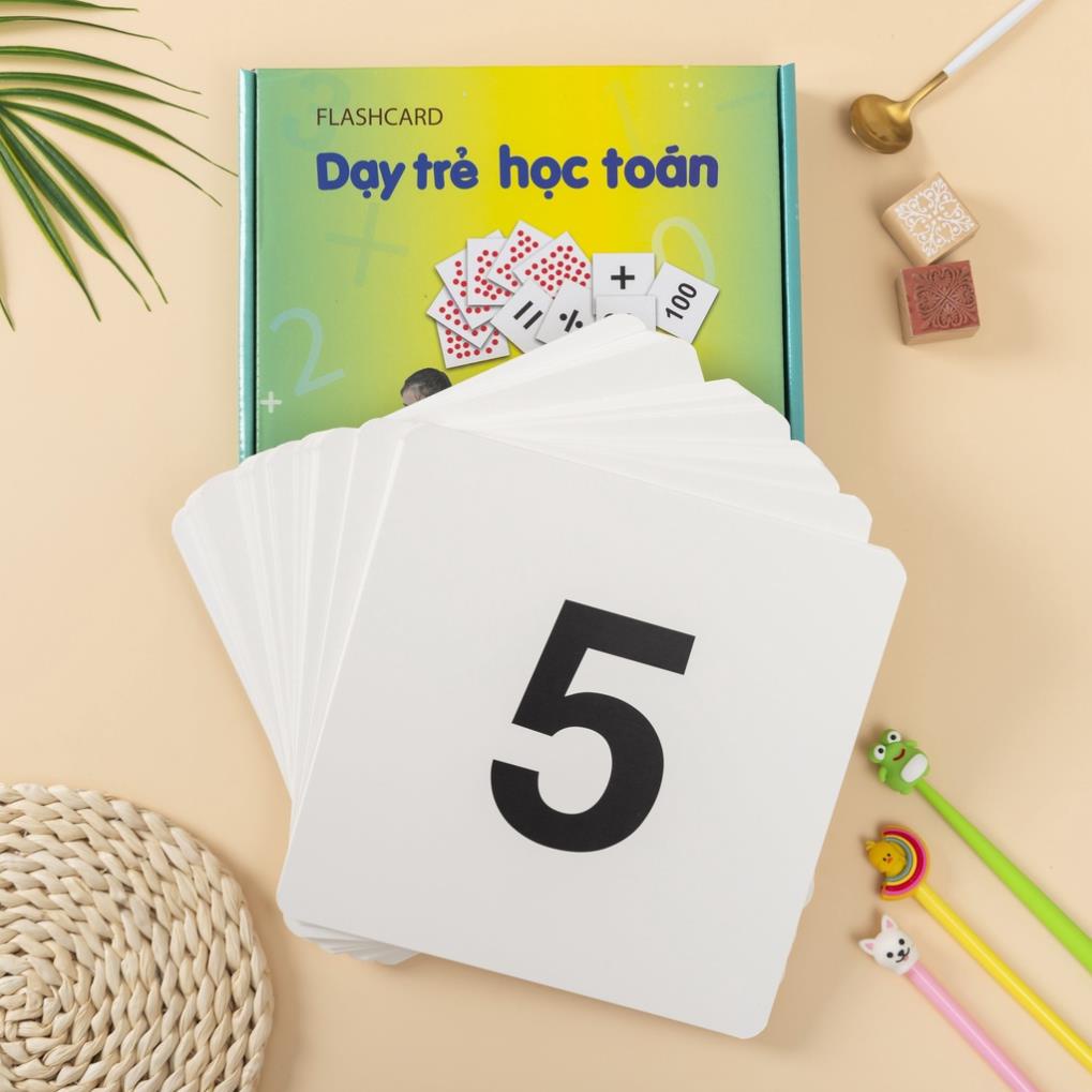 Flashcard Dạy Trẻ Học Toán Glenn Doman - Bộ 59 thẻ học thông minh phát triển tư duy logic cho trẻ từ 0-6 tuổi