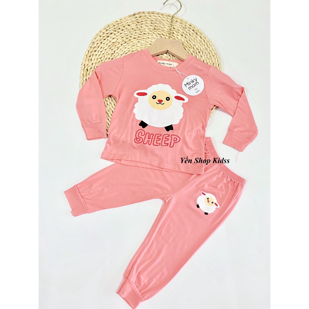 Bộ Dài Tay Minky Mom Chất Thun Lạnh Cho Bé (Cừu-Gấu) (SP001198)