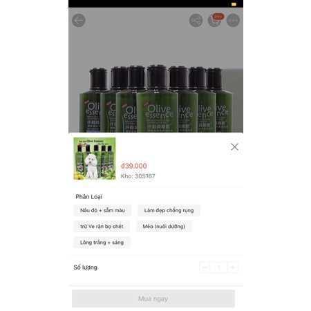 Sữa tắm Olive dành cho chó mèo 450g