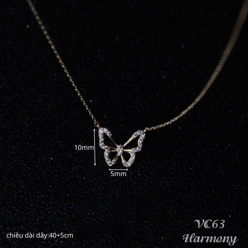 Dây chuyền bạc nữ mặt hồ điệp cánh bướm mỏng 3 màu bạc, vàng và xi kim xinh xắn | HARMONY ACCESSORIES VC63 K262