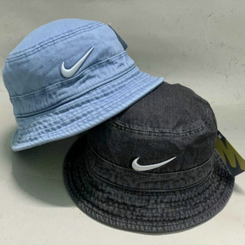 Nón bucket jean Logo Ni phong cách