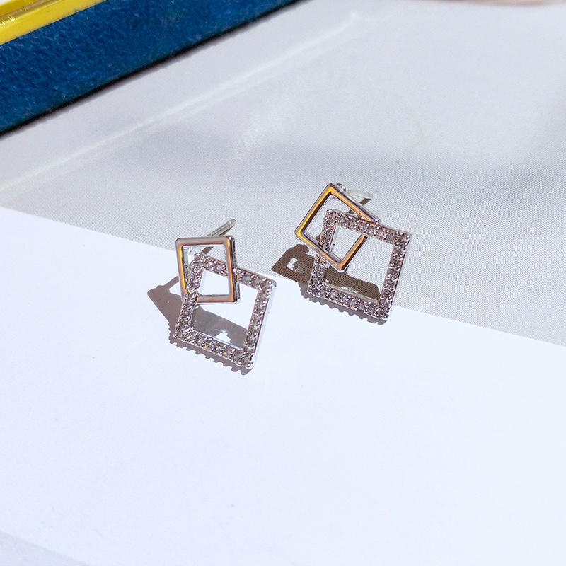 Khuyên tai JIUDUOLAN mạ vàng 18K kiểu dáng hình học hai lớp phong cách đơn giản thời trang cho nữ