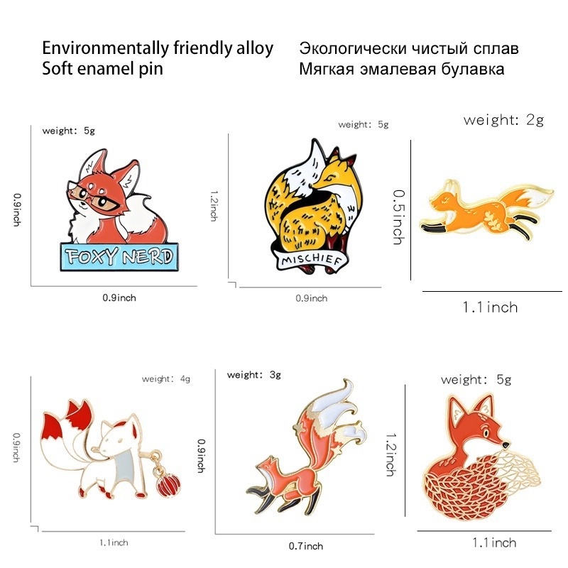 Bộ 22 Ghim Cài Áo Kim Loại Tráng Men Chất Lượng Cao In Họa Tiết Hoạt Hình Nhím / Chú Cáo / Gấu Dễ Thương