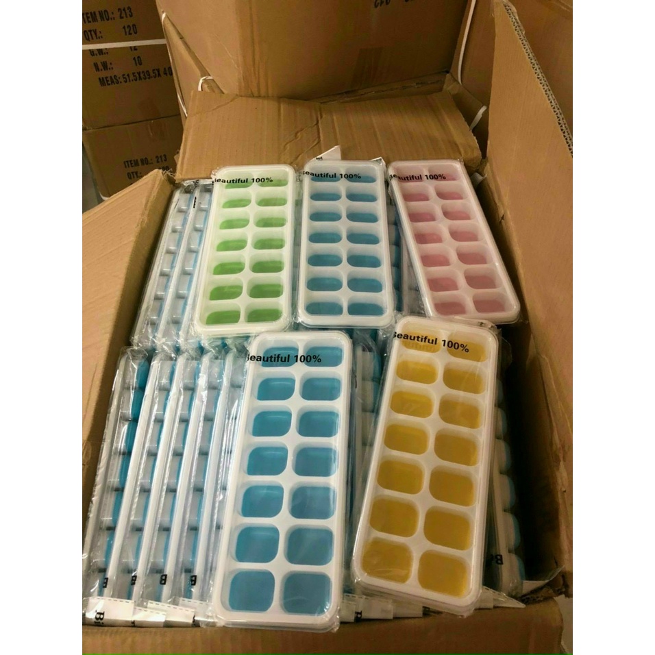 Khay Làm Đá Trữ Đông Silicol 14 Viên Có Lắp Đậy An Toàn
