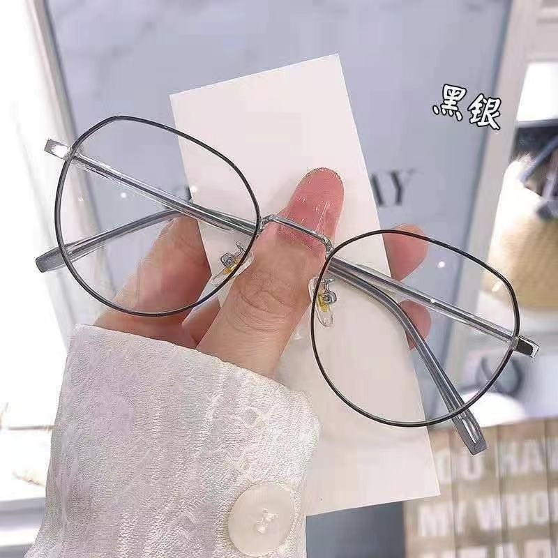 (KIQI-FASHION) COD Kính Gọng Kim Loại Tròng Đa Giác Chống Ánh Sáng Xanh Thời Trang Cho Nam Và Nữ