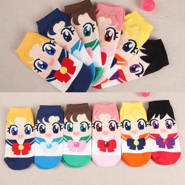 SAILOR MOON Tất Ngắn In Hình Thủy Thủ Mặt Trăng Dễ Thương