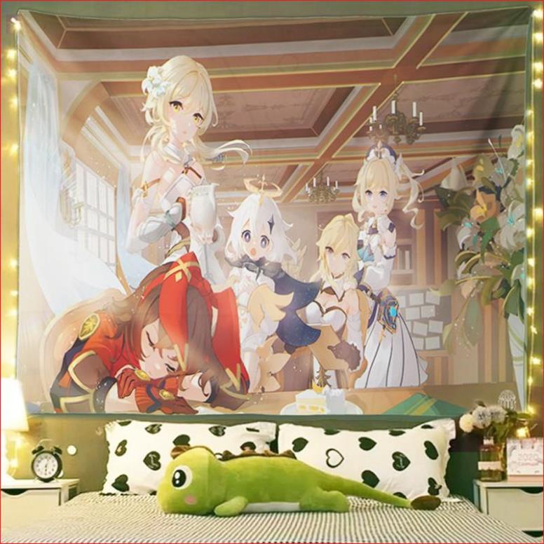 Tranh vải treo tường trang trí phòng ngủ, thảm treo tường decor hàng đẹp. MSP : Genshin Impact 2