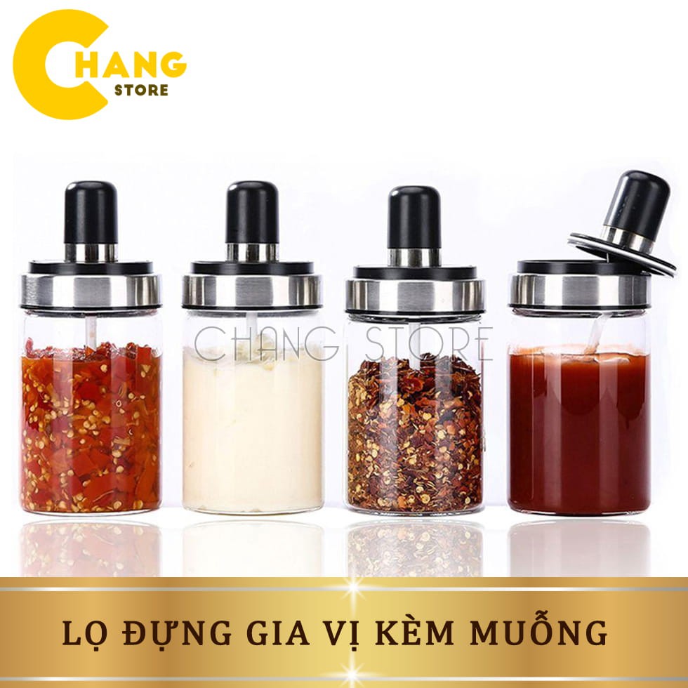 Lọ Đựng Gia Vị, Hũ Đựng Gia Vị Kèm Muỗng Mẫu Mới 2021 Siêu Tiện Lợi