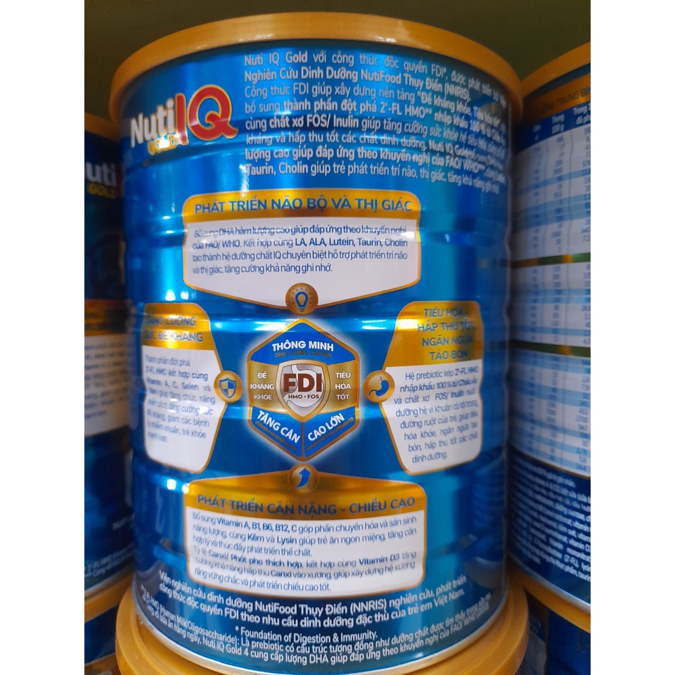 Lon Sữa Bột Dinh Dưỡng Nuti IQ Gold Nutifood 1500gr công thức IQ-Complex còn giúp tăng cân, chiều cao, hỗ trợ miễn dịch