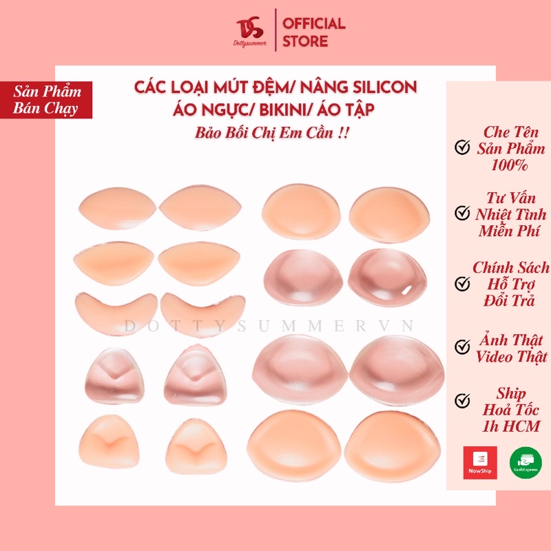 Cặp Mút Lót Đệm Độn Silicone Nâng Ngực Áo Lót,Áo Bơi/Bikini,Áo Tập/Sport Bra; Chất Silicone Đàn Hồi Tự Nhiên Vĩnh Viễn