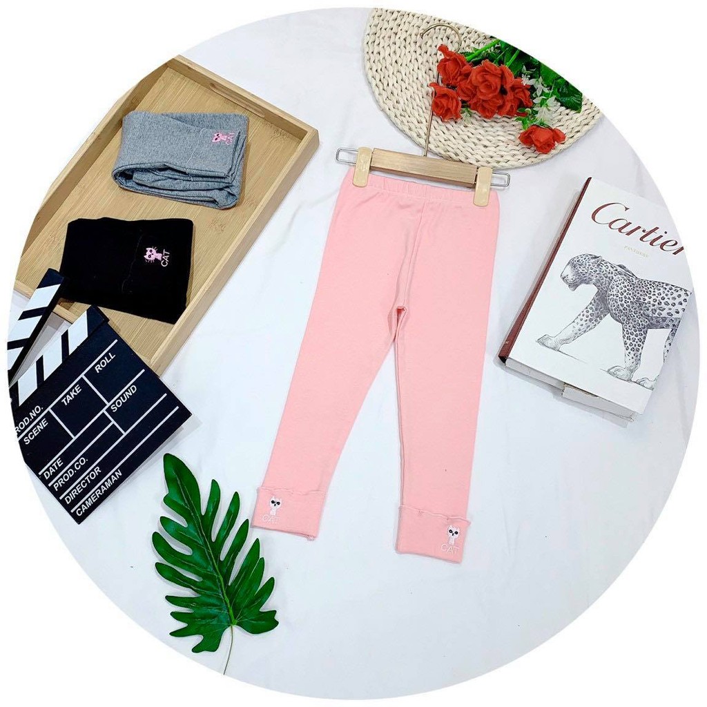 ✔️9-41kg✔️ Quần cotton len dày dặn ấm áp thêu mèo gập gấu, HÀNG CÔNG TY BAO NÉT