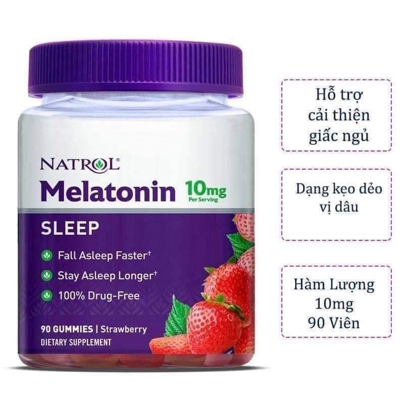 Kẹo dẻo hỗ trợ giấc ngủ Natrol Melatonin 10mg 90 và 140 viên - hàng Mỹ chính hãng