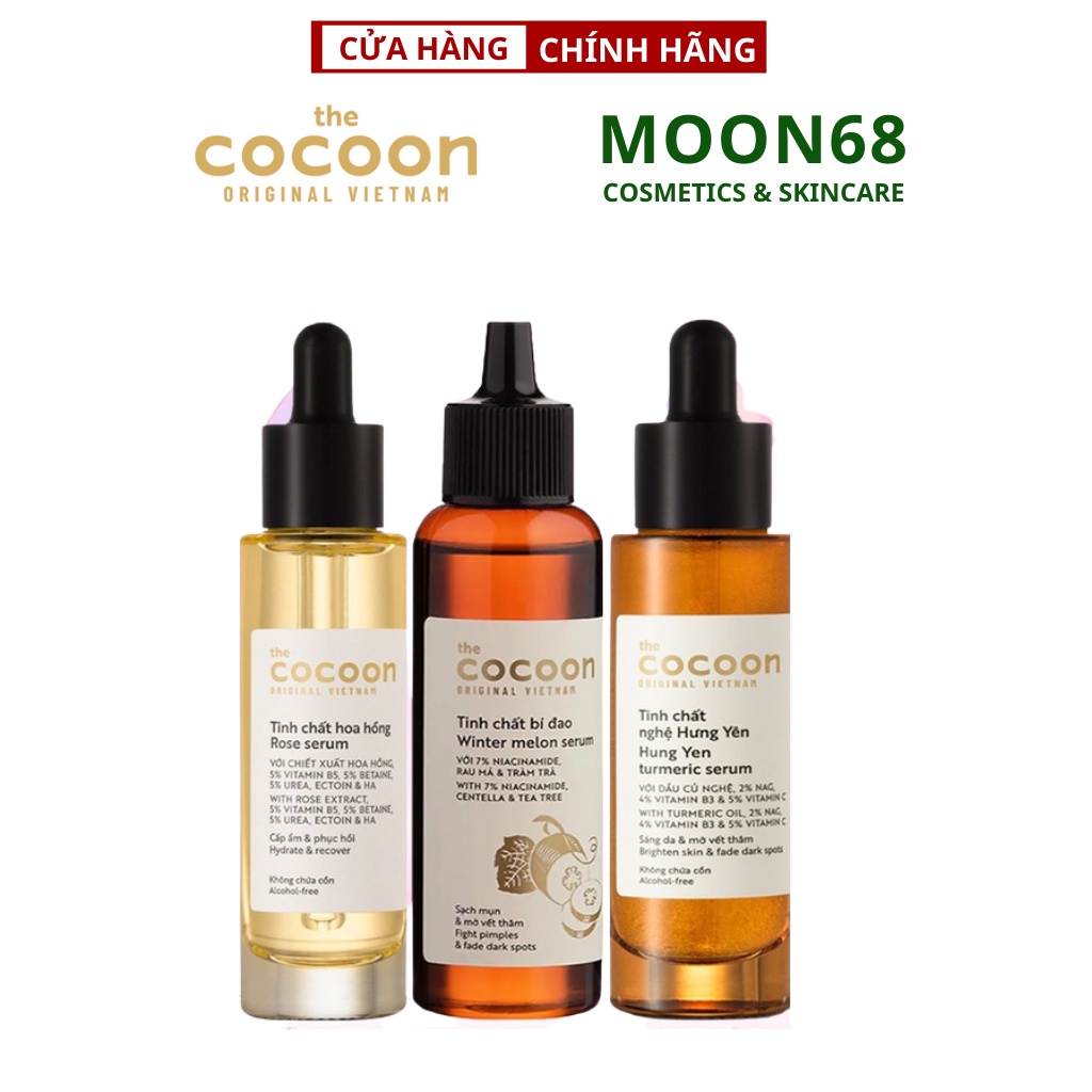 Tinh chất serum Cocoon giúp giảm mụn, làm sáng da , mờ thâm và cấp nước 70ml ( bí đao / nghệ / hoa hồng ) - Moon68