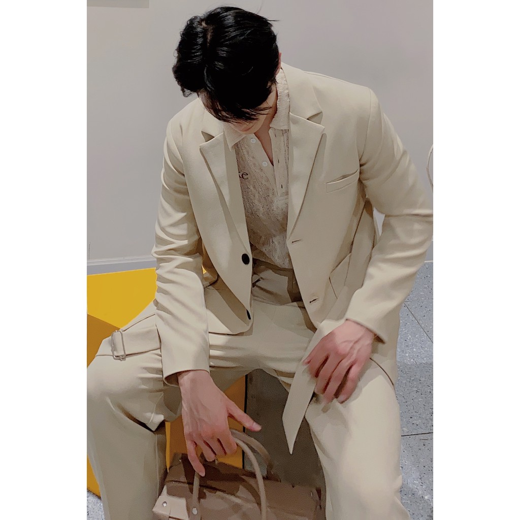 BLANKESPACE Áo Vest Kèm Phụ Kiện Tháo Rời Elio Vest Vải Cotton Sợi Chéo Đứng Form Thời Trang Nam Nữ Unisex